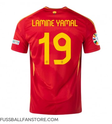 Spanien Lamine Yamal #19 Replik Heimtrikot EM 2024 Kurzarm